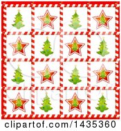 Poster, Art Print Of Christmas Background Of Tree Tiles In Candy Cane Frames