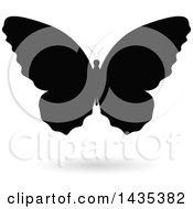 Poster, Art Print Of Black Silhouetted Butterfly With A Shadow