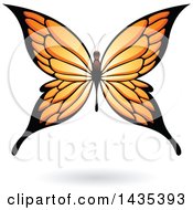 Clipart Of A Pretty Orange Butterfly With A Shadow Royalty Free Vector Illustration