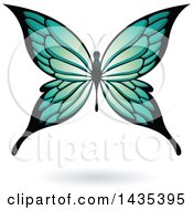 Clipart Of A Turquoise Butterfly With A Shadow Royalty Free Vector Illustration