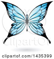Clipart Of A Blue Butterfly With A Shadow Royalty Free Vector Illustration