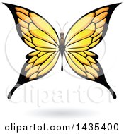 Clipart Of A Yellow Butterfly With A Shadow Royalty Free Vector Illustration