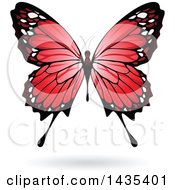 Clipart Of A Red Butterfly With A Shadow Royalty Free Vector Illustration