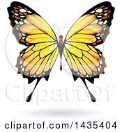 Clipart Of A Yellow Butterfly With A Shadow Royalty Free Vector Illustration