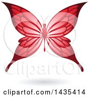 Clipart Of A Flying Red Butterfly And Shadow Royalty Free Vector Illustration by cidepix