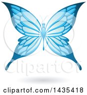 Clipart Of A Flying Blue Butterfly And Shadow Royalty Free Vector Illustration by cidepix