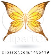 Clipart Of A Flying Yellow Butterfly And Shadow Royalty Free Vector Illustration