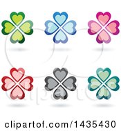 Poster, Art Print Of Floating Heart Clovers With Shadows