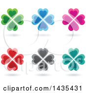 Clipart Of Floating Heart Clovers With Shadows Royalty Free Vector Illustration by cidepix