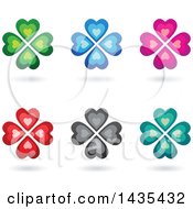 Clipart Of Floating Heart Clovers With Shadows Royalty Free Vector Illustration