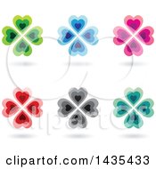 Clipart Of Floating Heart Clovers With Shadows Royalty Free Vector Illustration