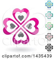Clipart Of Floating Heart Clovers With Shadows Royalty Free Vector Illustration by cidepix