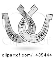 Clipart Of Floating Horseshoes And Shadow Royalty Free Vector Illustration