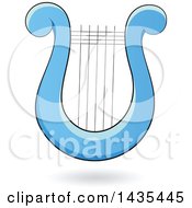 Clipart Of A Floating Blue Lyre Harp Instrument And A Shadow Royalty Free Vector Illustration