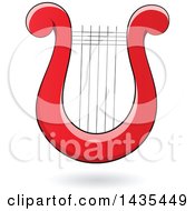 Poster, Art Print Of Floating Red Lyre Harp Instrument And A Shadow
