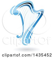 Clipart Of A Floating Blue Harp With A Shadow Royalty Free Vector Illustration