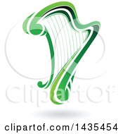 Clipart Of A Floating Green Harp With A Shadow Royalty Free Vector Illustration