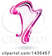 Clipart Of A Floating Pink Harp With A Shadow Royalty Free Vector Illustration