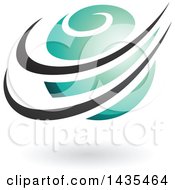 Clipart Of A Turquoise Orbital Planet With Black Rings And A Shadow Royalty Free Vector Illustration