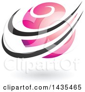Clipart Of A Pink Orbital Planet With Black Rings And A Shadow Royalty Free Vector Illustration by cidepix