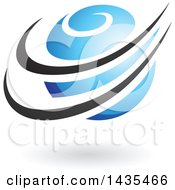 Clipart Of A Blue Orbital Planet With Black Rings And A Shadow Royalty Free Vector Illustration by cidepix