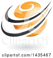 Clipart Of An Orange Orbital Planet With Black Rings And A Shadow Royalty Free Vector Illustration by cidepix