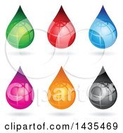 Poster, Art Print Of Floating Abstract Water Drops With Gobes And Shadows