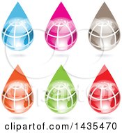 Clipart Of Waterdrops With Globes And Shadows Royalty Free Vector Illustration by cidepix