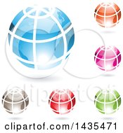 Clipart Of Floating Grid Globes With Shadows Royalty Free Vector Illustration