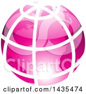 Clipart Of A Pink Grid Earth Globe Royalty Free Vector Illustration by cidepix