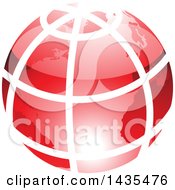 Poster, Art Print Of Red Grid Earth Globe