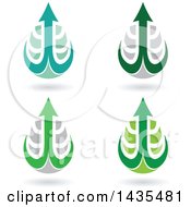 Poster, Art Print Of Floating Abstract Waterdrops With Arrow Hooks And Shadows