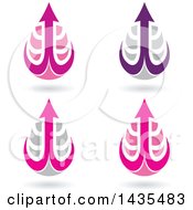 Clipart Of Floating Abstract Waterdrops With Arrow Hooks And Shadows Royalty Free Vector Illustration