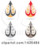 Clipart Of Floating Abstract Waterdrops With Arrow Hooks And Shadows Royalty Free Vector Illustration