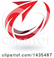 Clipart Of A Red Circling Arrow And Shadow Royalty Free Vector Illustration by cidepix