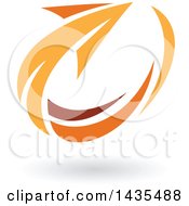 Clipart Of An Orange Circling Arrow And Shadow Royalty Free Vector Illustration
