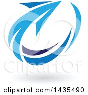 Clipart Of A Blue Circling Arrow And Shadow Royalty Free Vector Illustration