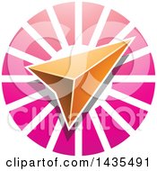 Clipart Of A Navigation Arrow Over A Pink Circle Royalty Free Vector Illustration