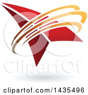 Clipart Of A Red Arrow With Swooshes And A Shadow Royalty Free Vector Illustration
