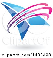 Clipart Of A Blue Arrow With Pink And Purple Swooshes And A Shadow Royalty Free Vector Illustration