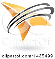 Clipart Of A Yellow Arrow With Black Swooshes And A Shadow Royalty Free Vector Illustration