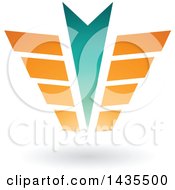 Poster, Art Print Of Abstract Orange And Turquoise Arrow Wing Design