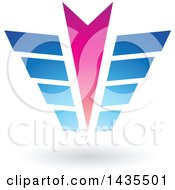 Poster, Art Print Of Abstract Blue And Pink Arrow Wing Design