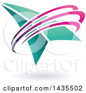 Clipart Of A Turquoise Arrow With Pink And Purple Swooshes And A Shadow Royalty Free Vector Illustration