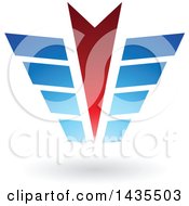 Poster, Art Print Of Abstract Blue And Red Arrow Wing Design