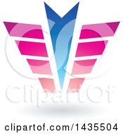 Poster, Art Print Of Abstract Pink And Blue Arrow Wing Design