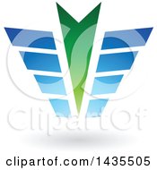 Clipart Of An Abstract Green And Blue Arrow Wing Design Royalty Free Vector Illustration
