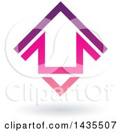 Clipart Of A Floating Abstract House Arrow Icon And Shadow Royalty Free Vector Illustration
