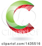 Clipart Of A Skewed Letter C Design With A Shadow Royalty Free Vector Illustration