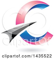 Clipart Of An Abstract Black Blue And Pink Letter C Design With A Shadow Royalty Free Vector Illustration